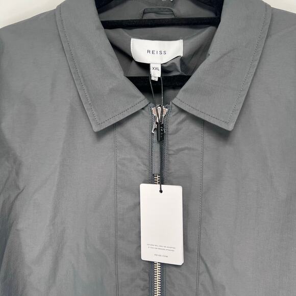REISS Fival Textured Harrington Zip Jacket Mens Sz XXL Grey Slate - Picture 4 of 8